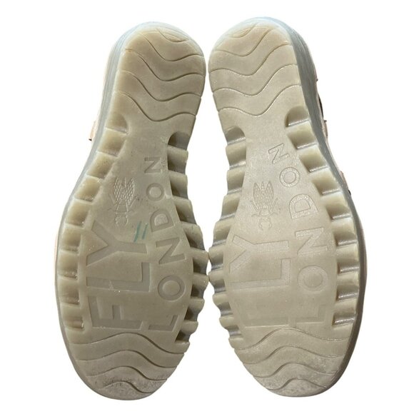 Fly London Yadi Wedge Sandal Leather Cutout Open Toe Taupe Womens 39 / US 8-8.5 - Picture 6 of 10